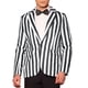 thumbnail image 1 of BLAZERS PARA HOMBRES INSPIRE CHIC Patrón a Rayas Cierre de Un Botón Solapa Notch Talla 2XL Negro Blanco, 1 of 6
