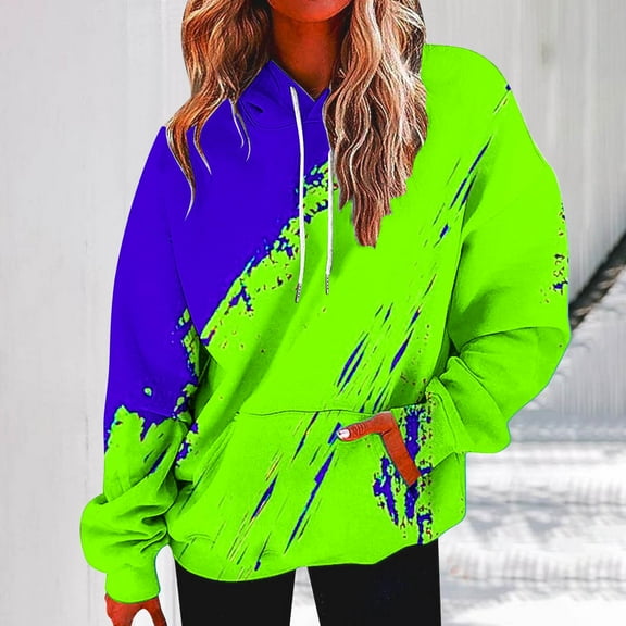 Heisall Womens Hoodies Long Sleeve Pullover with Pocket Loose Casual Fashion Oversized Print Sweatshirts