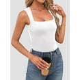 thumbnail image 3 of Women Square Neck Tank Tops Dressy Summer Sleeveless Shirts Going Out Fitted Trendy Tops T Shirts Blouses White XS, 3 of 7