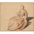 thumbnail image 2 of Watteau, Jean-Antoine 17x15 White Modern Wood Framed Museum Art Print Titled - Seated Woman with a Fan, 2 of 4
