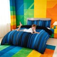 thumbnail image 3 of meiyoeat gradient Lines Texture Bedding,Neon Blue Black Duvet Cover Full,Reversible,3 Pieces,1 Duvet Cover and 2 Pillowcases, 3 of 6