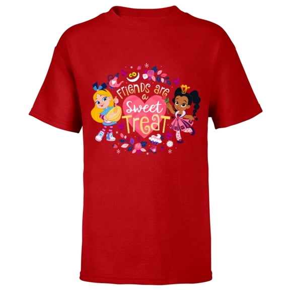 Disney Alice's Wonderland Bakery Friends are a Sweet Treat - Short Sleeve T-Shirt for Kids - Customized-Red