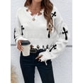 thumbnail image 3 of 2026 Womens Long Sleeve Sweater Casual Trendy Spring Top Fashion White 2XL, 3 of 5
