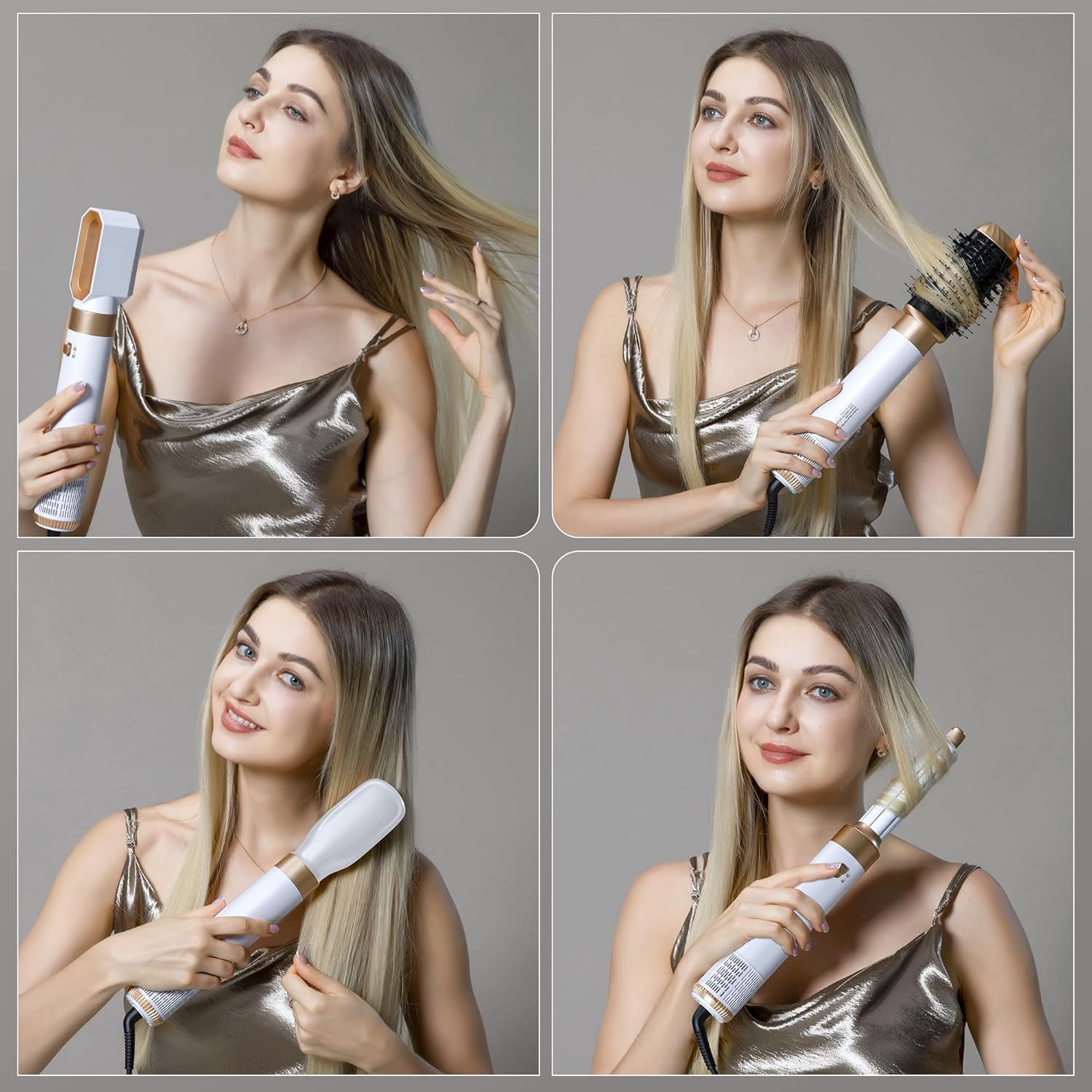 6-in-1 Professional Hot Air Styler Kit - Complete Hair Dryer Brush Set with Negative Ions, Auto-Curlers & Smoothing Brushes for All Hair Types (Black)