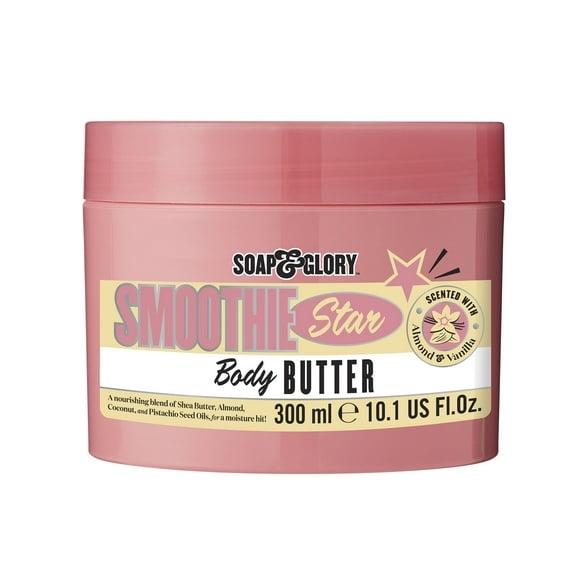 Soap & Glory Smoothie Star Body Butter with Shea Butter for Dry Skin, Reveal Softer and Smoother Skin, 10.1 oz