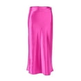 thumbnail image 4 of Prolriy Satin Skirt 2023 Skirt European and American Drape Satin Mid Length High Waist Hip A Line Skirts for Women Pink1 M, 4 of 4