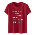 thumbnail image 1 of Blusa informal con estampado de manga corta y cuello redondo para mujer Pompotops  hfajkhk126214, 1 of 3