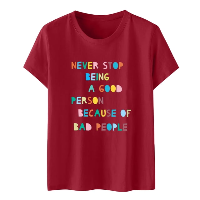 Blusa informal con estampado de manga corta y cuello redondo para mujer Pompotops hfajkhk126214