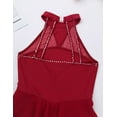 thumbnail image 4 of Alvivi Girls Mesh Splice Halter Neck Ice Roller Figure Skating Dress Skate Ballet Leotard Dancewear Burgundy 8, 4 of 7