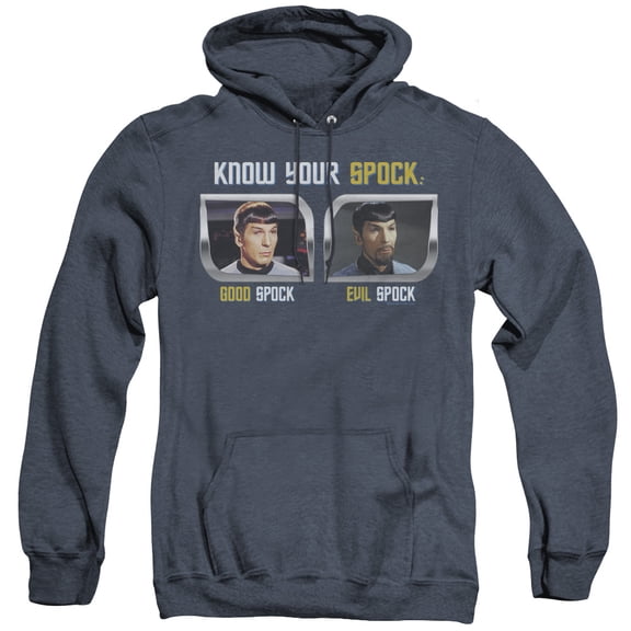 St Original Know Your Spock Adult Heather Hoodie Sweatshirt Navy