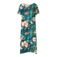 thumbnail image 2 of Aloohaidyvio Dresses Plus Size,Womens Summer Casual V-Neck Buttons Short Sleeve with Pocket Printed Swing Dresses, 2 of 3