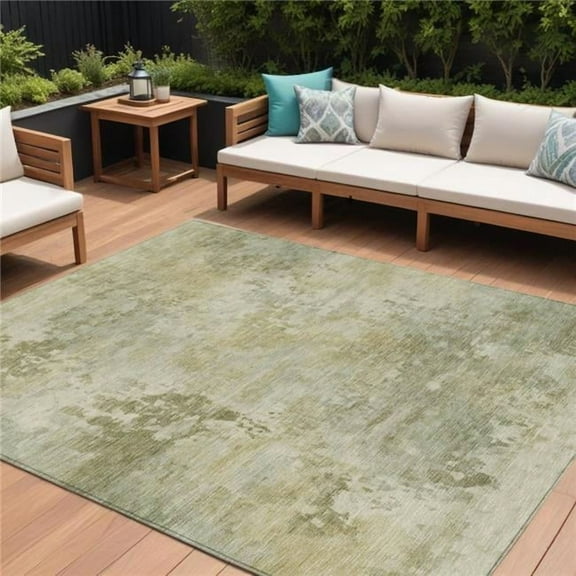 HomeRoots 630888 8 x 10 ft. Sage & Beige Abstract Washable Indoor & Outdoor Rectangle Area Rug