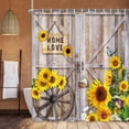 thumbnail image 3 of Rustic Spring Summer Sunflowers Butterfly Shower Curtain for Bathroom, Wooden Board Western Barn Door Farmhouse Bath Curtain, Fabric Vintage Daisy Floral Botanical Decor Curtain with Hooks 72X84IN, 3 of 6