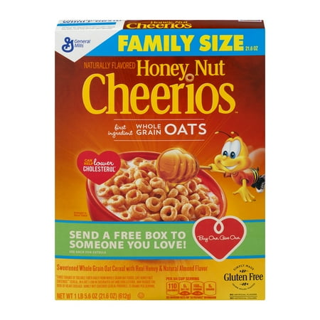 General Mills Honey Nut Cheerios Gluten Free Cereal Family Size 21.6 oz Box