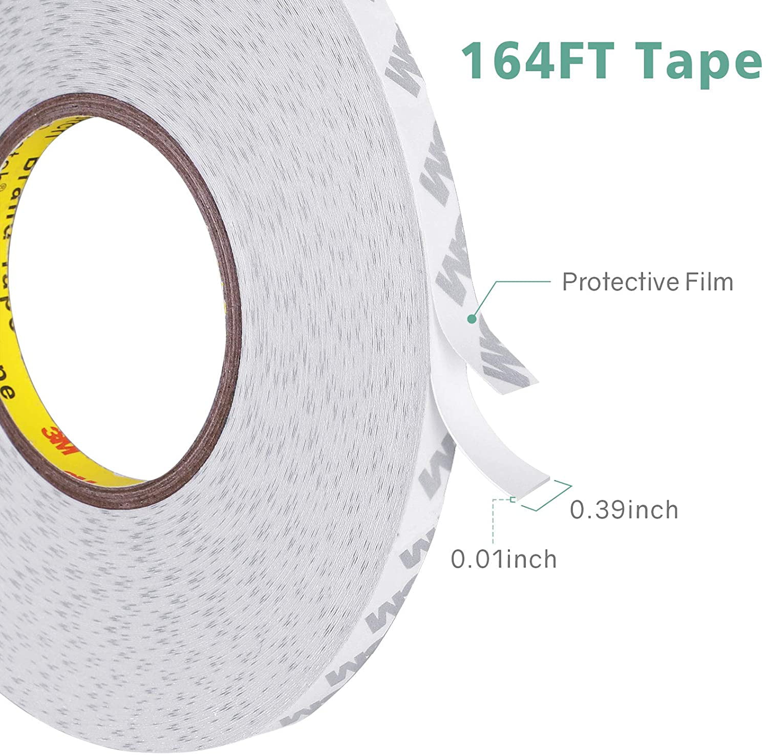 Double Sided Tape 164ft Length 0 39 Inch Width Thin Waterproof Mounting Tape Easy Peel Off Two Sided Tape Foam Tape For Led Strip Lights Car Home Office Decor Made Of 3m Tape