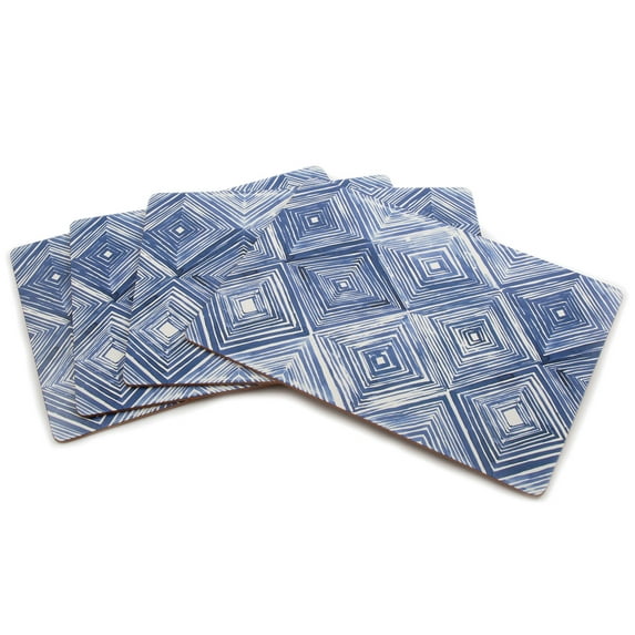 CounterArt "Blue & White Diamonds" Hardboard Tabletop Placemats 4-Pack