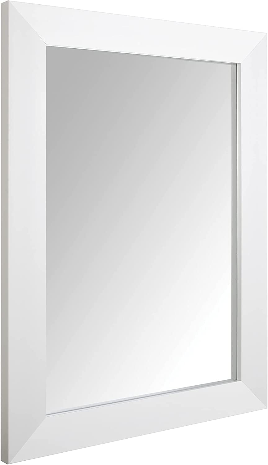 Rectangular Wall Mirror 24" x 36" Peaked Trim, Black