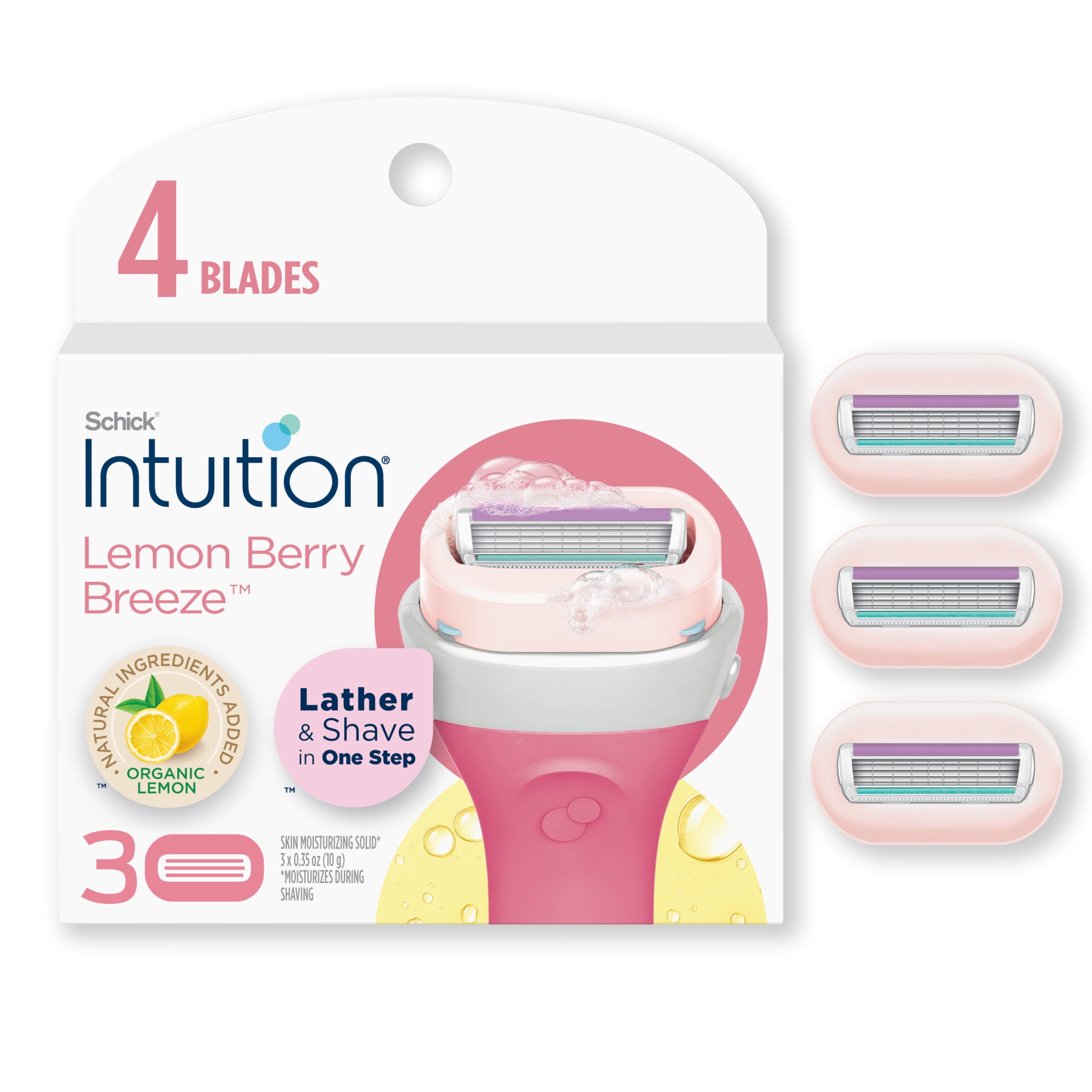 (6 pack) Schick Intuition 4-Blade Lemon Berry Breeze Womens Razor Cartridge Refills, 3 Ct