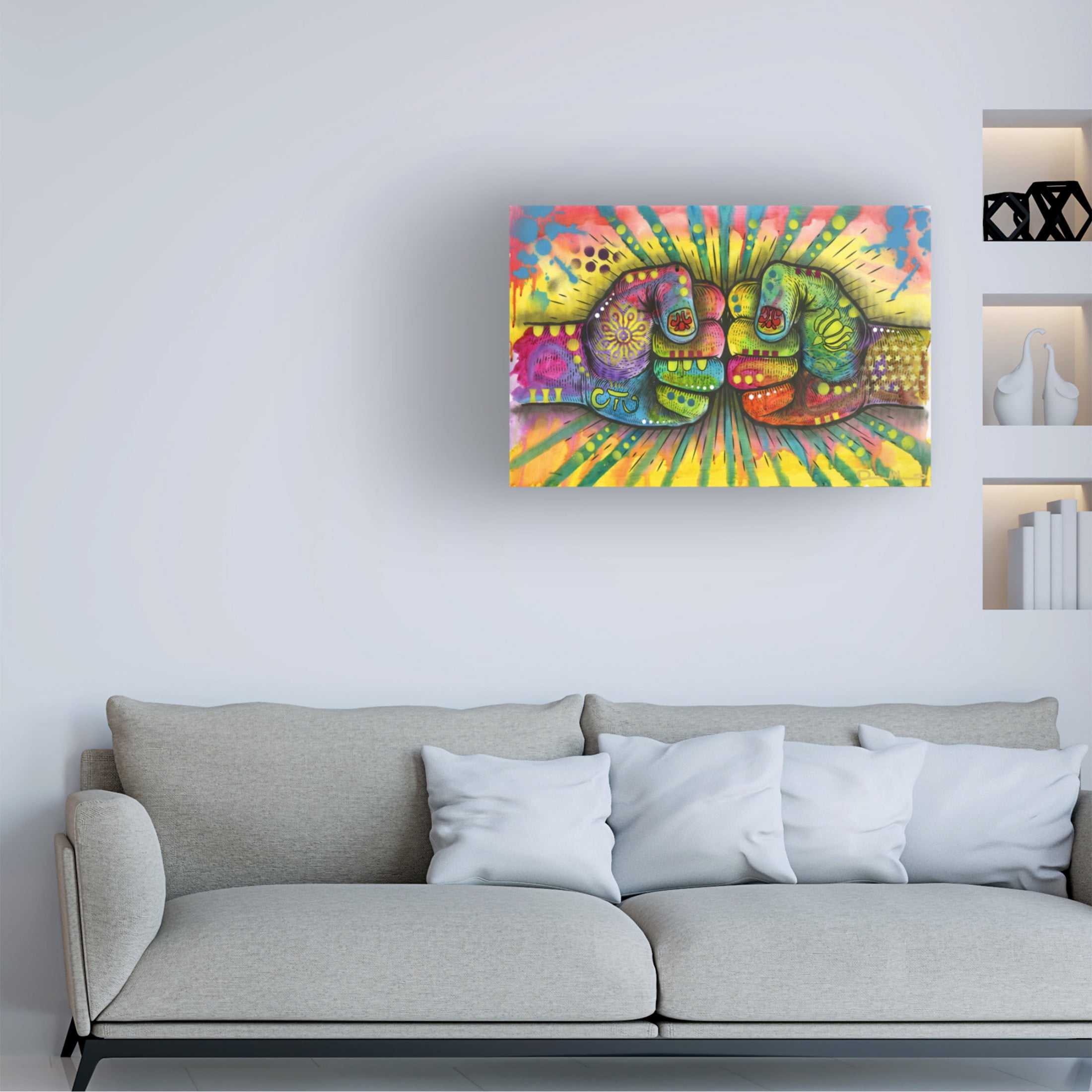 Canvas Wall Art - Dean Russo 'Power Fist Bump' Wall Art for Living Room, Bedroom, or Office Décor by Trademark Fine Art - 47 x 30 Inches