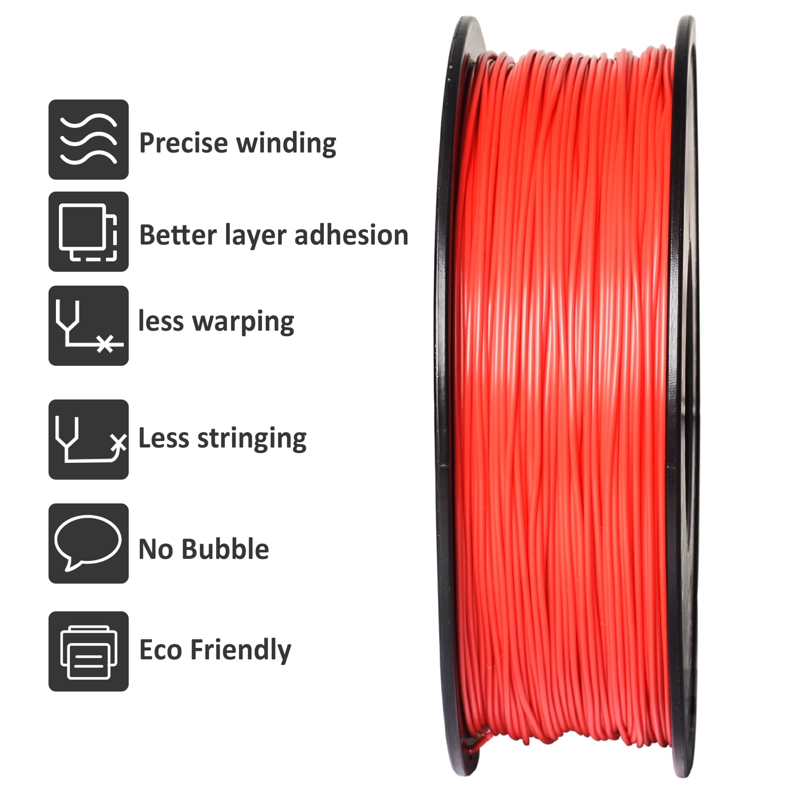 GEEETECH PLA 3D Printer Filament 1.75mm Red, Dimensional Accuracy +/-0.03mm, 10kg (22lbs) , Vacuum Packaging, Fit for Most 3D FDM Printer