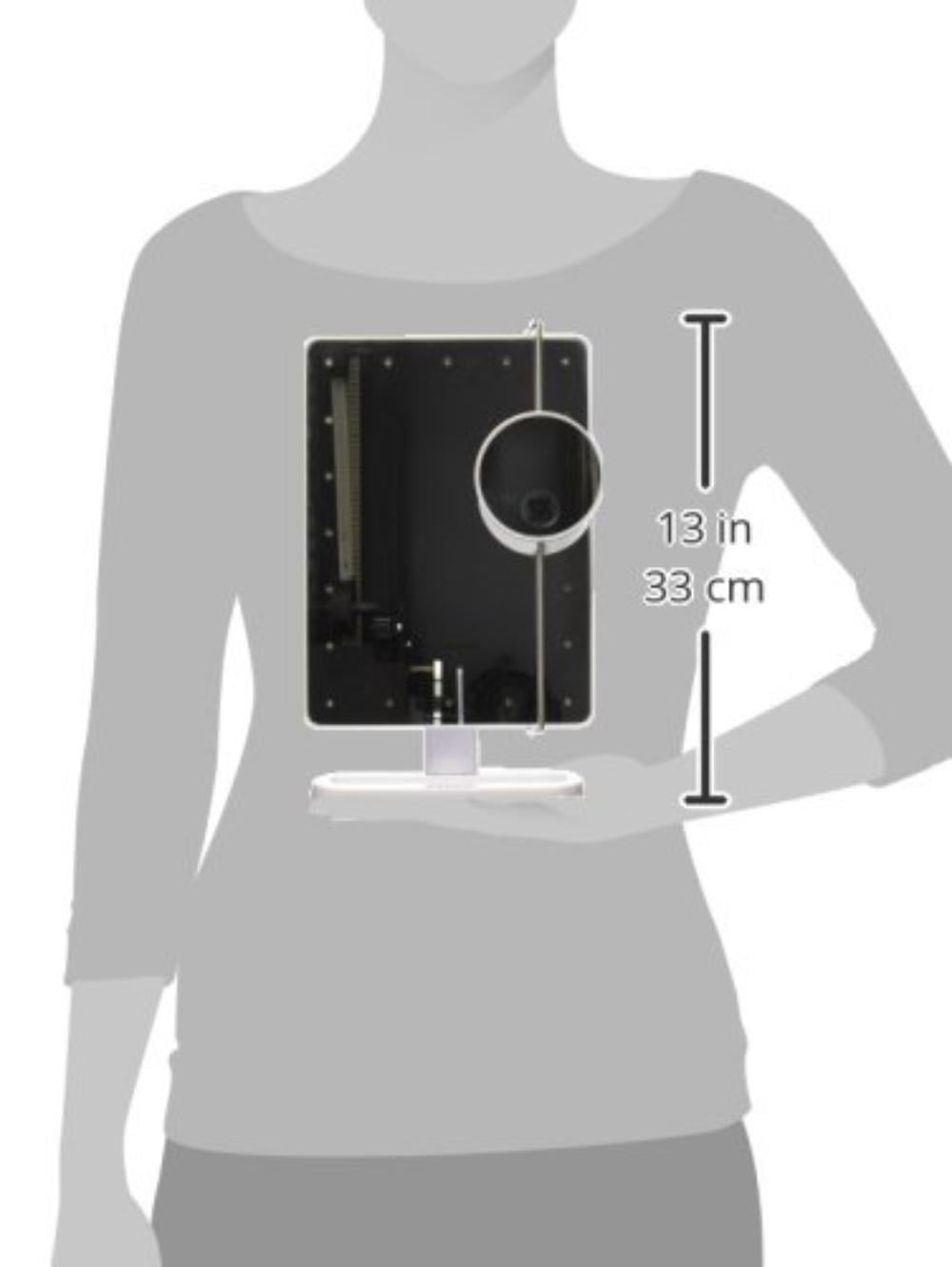 White Finish Jerdon JS811W 8-Inch by 11-Inch Rectangular LED Lighted Vanity Mirror with 10x Magnification Spot Mirror