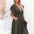 thumbnail image 4 of Conairie Swimsuit Coverup For Women Short Sleeve Loose Mesh Bathing Suits Cover Up Summer Beach Long Dress Vacation Outfits Army Green One Size, 4 of 6