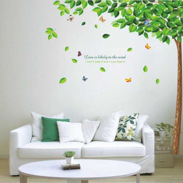 Decoración Árbol verde vinilo extraíble DIY habitación decoración del hogar pegatinas de pared calcomanía