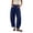 Navy #009, variant on Barrel Linen Pants Women Baggy High Waisted Wide Leg Trousers Lightweight Summer Y2k Palazzo Harem Pants with Pockets, M