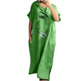 thumbnail image 2 of LOVZFMLL Fashion Women's Spring/Summer Temperament Short Sleeve V-Neck Dress Green L, 2 of 6