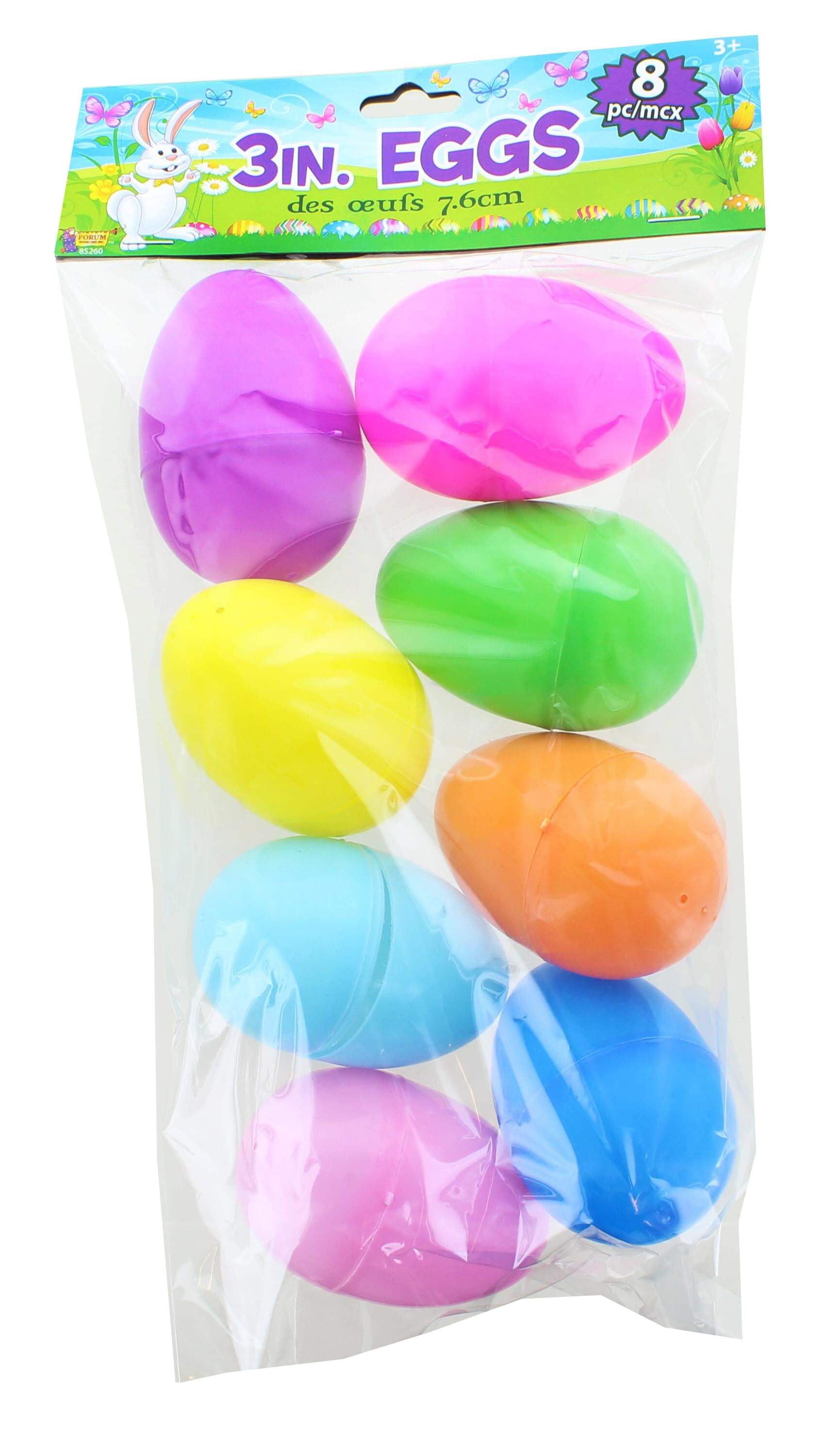 Solid Color 3 Inch Plastic Easter Eggs Pack of 8