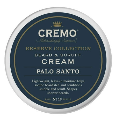 Cremo Beard & Scruff Cream, Palo Santo (Reserve Collection), 4 oz - Soothe Beard Itch, Condition and Offer Light-Hold Styling for Stubble and Scruff (Product Packaging May Vary)