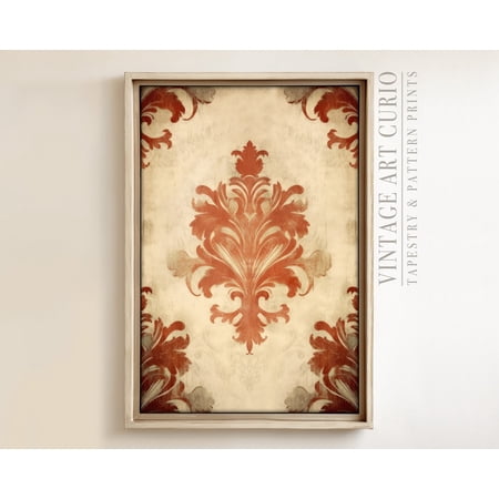 Damask Tapestry Wall Art Vintage Textile Vintage Textile Wall Art Antique Tapestry Wall Art Modern Farmhouse Eclectic Print Unframed Paper Print
