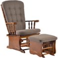 thumbnail image 4 of Anti-Pinch Glider Chair w/ Ottoman, Rubber Wood Glider Rocking Chair Sets for Nursing, Antique Brown, 4 of 8