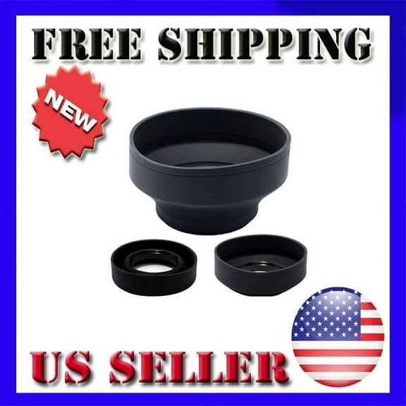 MaximalPower 62mm RUBBER 3-Position Folding for Camera Lens Hood - 1 Pack