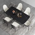 thumbnail image 4 of 71'' Modern Black Dining Table with Sintered Stone Rectangle Tabletop and Gray Steel Wire Drawing Base,Marble Dining Table My Lux Decor Round, 4 of 9