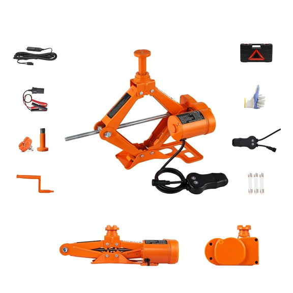 KFFKFF Electric Car Jack, 3 Tons /6600 lbs Lift, 12V Automated Scissor Lift with Twin Supports and Remote Command, Compact Vehicle Lift for Sedan, SUV, Truck Wheel Replacement