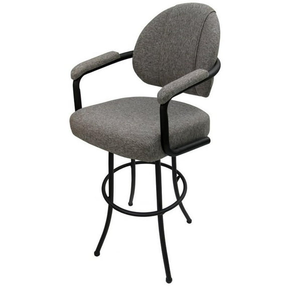 Tobias Designs 30" Fabric Upholstered Swivel Bar Stool in Mojave Gray and Black