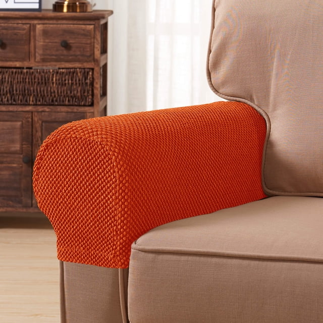 Funda Reposabrazos Subrtex Stretch Textured Mini Dots Protector de Muebles Juego de 2 Naranja