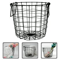 OUNONA Round Metal Wire Basket with Handles, Storage Organizer for Bedroom, Laundry, and Home Use