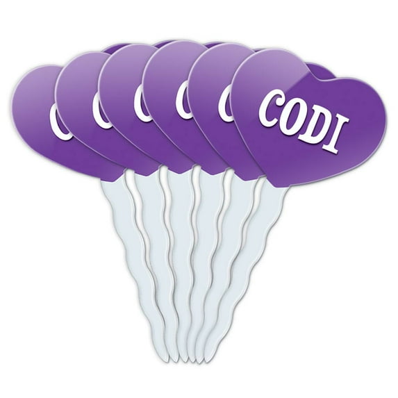 Codi Heart Love Cupcake Picks Toppers - Set of 6