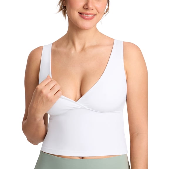 Delimira Crossover Breastfeeding Summer Sleeveless Cropped Nursing Tank Tops