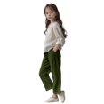thumbnail image 4 of DeHolifer Girls Pants Cotton Linen Elastic Waisted Solid Color Straight Leg Summer Lightweight Loose Comfy Pants,10 Years, 4 of 7