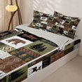 thumbnail image 3 of Homewish Boho Deer Bear Zipper Queen Comforter Set with Fitted Sheet and 2 Pillowcases,Retro Wild Animals Zipper Bedding Set,Green Brown,Light Gray Reversible,4pcs, 3 of 8