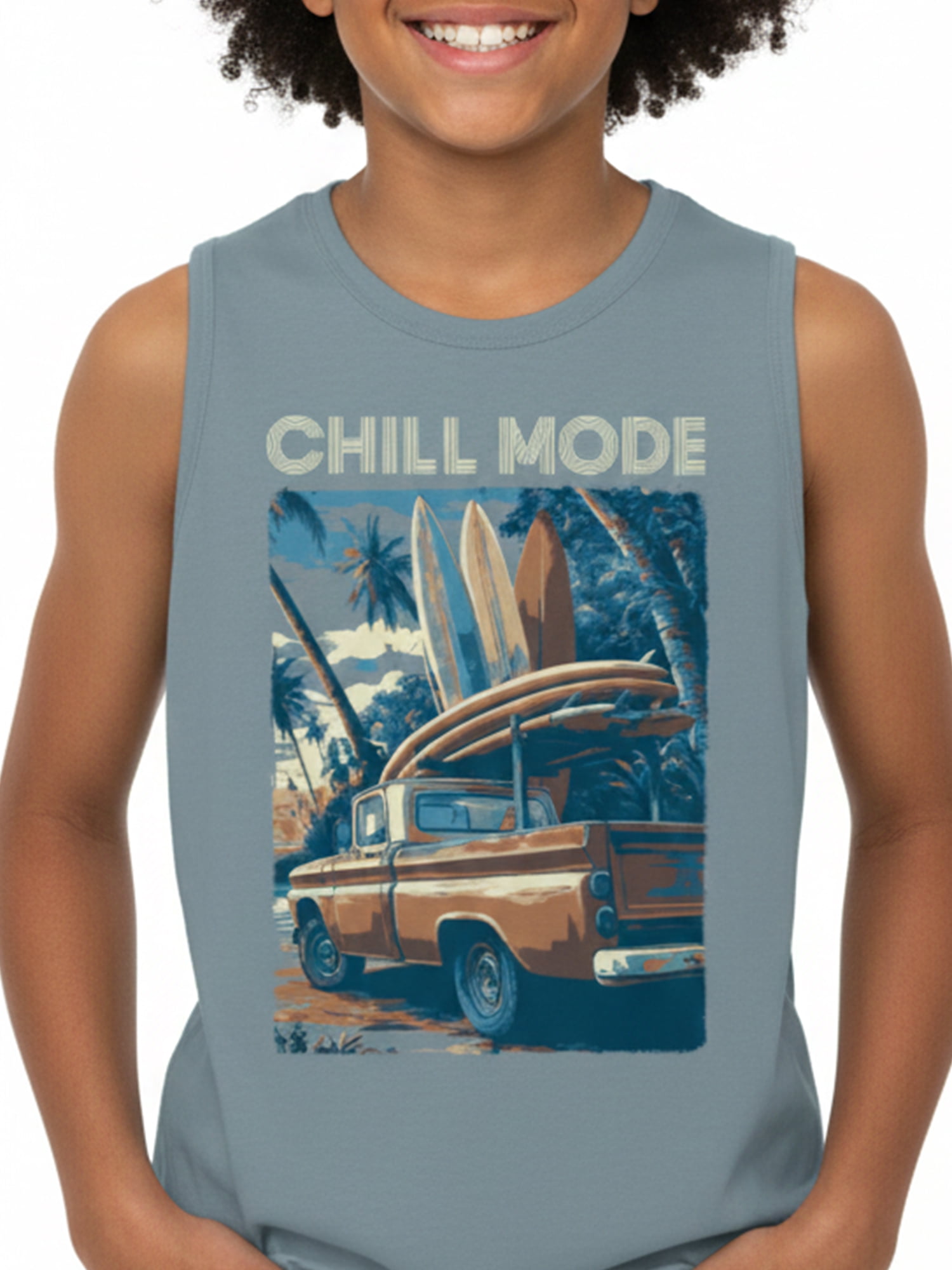 Wonder Nation, Boys' & Big Boys Graphic Core Tank Top, Chill Mode, Sizes 4-16 Husky