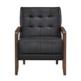 thumbnail image 3 of Pemberly Row Fauteuil d'Appoint en Cuir de Style Mi-Siècle, Fini Noir, 3 of 10