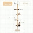 thumbnail image 2 of 9ft Floor to Ceiling Cat Tree, Cat Climbing Tree Tall Cat Tower with Fish-Shaped Pedal and Spring Toy, Adjustable Height 87"-110", 2 of 7