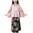 thumbnail image 2 of YWDJ Girls Birthday Casual Dress Long Dress Medium Big Girls Long Sleeve Round Neck Colorblock Top Skirt Set Pink 8-9T, 2 of 6