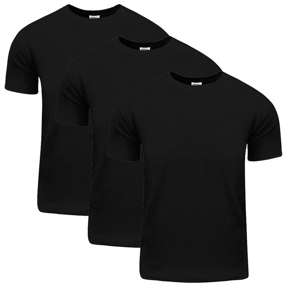 3 Pack Shaka Wear Men's Active Comfort Cotton Short Sleeve Crew Neck T-Shirt - Black - Small