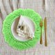 thumbnail image 5 of Mantel individual tejido a mano, antideslizante, lavable, resistente al calor, redondo, con borlas. Verde, 5 of 7