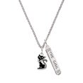 thumbnail image 1 of Delight Jewelry Silvertone Black Sitting Cat Silvertone Hope Anchors the Soul Bar Charm Necklace, 23", 1 of 4